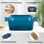 4.6 Quart Dutch Oven for Sourdough Bread Baking, Combo Oval Enameled Cast Iron - Image 5