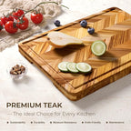 Teak Wood Cutting Board for Kitchen Large End Grain Heavy Duty Checkered Wooden - Image 2