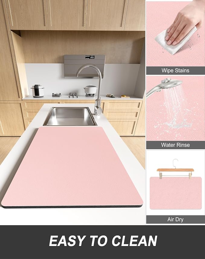 Rnivvi Dish Drying Mat for Kitchen Counter, XL 15 x 24" Super Absorbent Drainer - Image 6