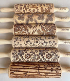 BAMBOO Embossed Rolling Pin for Ceramic. Clay Roller and Ceramic Stamp for - Image 5