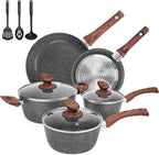 M MELENTA Granite Pots and Pans Set Non Stick, 11 Piece Die-Cast Induction by MMELENTA