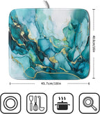 Giwawa Teal Marble Dish Drying Mat Turquoise Blue Marbling Print Dish Drainer - Image 2