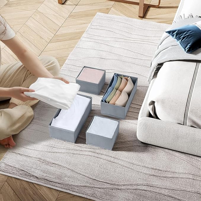 DIMJ Drawer Organizer Clothes Set of 8, Foldable Closet Drawer Organizer - Image 8