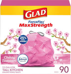 Glad Tall Kitchen Trash Bags 13 Gallon, MaxStrength Cherry Blossom Garbage Bags by GladTrashFoodStorage