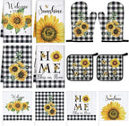 Bencailor 12 Pcs Farmhouse Sunflower Kitchen Decor and Accessories Sets 4 Black by Bencailor