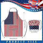 SATINIOR USA 4th of July Flag Kitchen Chef Hat Adjustable Apron 250th - Image 2
