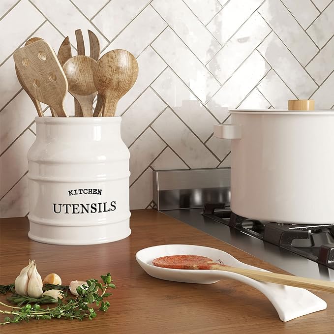 Barnyard Designs Ceramic Farmhouse Utensil Holder - Image 3