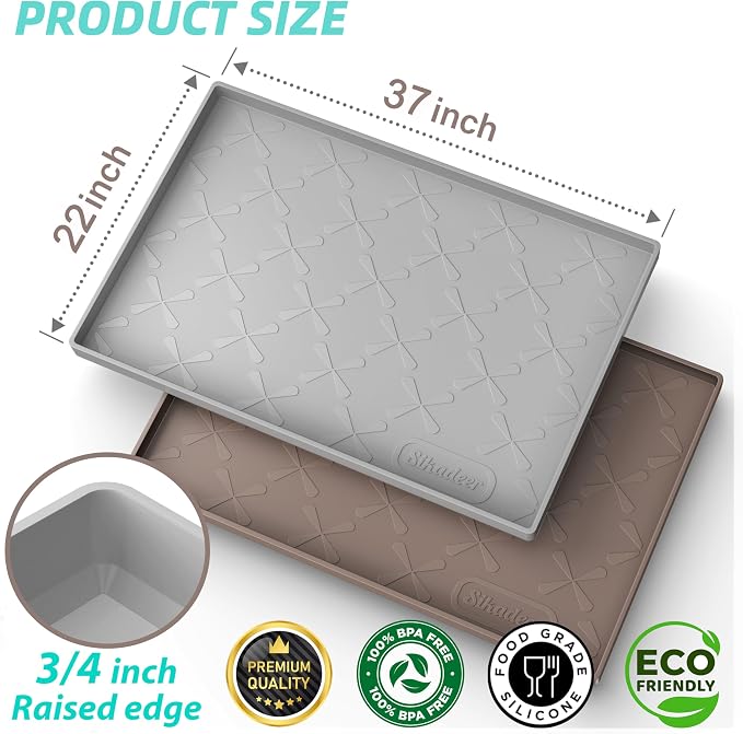 SIKADEER 37" x 22" Under Sink Mat Waterproof, Silicone Mat Kitchen Drawer Shelf - Image 3