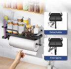 Taozun Paper Towel Holder with Shelf & Side Straw Basket - Image 4