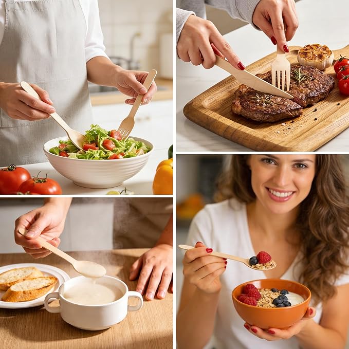 Disposable Wooden Utensils Set, Compostable Utensils, Disposable Cutlery - Image 7