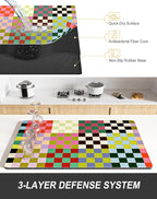 Rnivvi Dish Drying Mat for Kitchen Counter, XL 15 x 24" Cute Checkered - Image 4