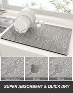 Rnivvi Dish Drying Mat for Kitchen Counter, 12 x 19" Cute Flower Theme Super - Image 3