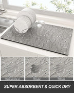 Rnivvi Dish Drying Mat for Kitchen Counter, XL 15 x 24" Cute Flower Theme - Image 3