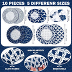 Patelai 10 Pcs Bowl Covers Reusable in 5 Size Stretch Cloth Fabric Elastic Food - Image 2