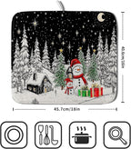 Winter Snowman Dish Drying Mat 18 X 16 in Black Microfiber Dish Pad Absorbent - Image 2