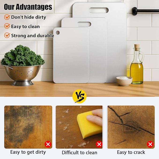 Titanium Cutting Board Set of 3, 100% Pure Titanium Chopping Board - Image 4
