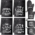 Leinuosen 8 Pcs Kitchen Towels and Oven Mitts Sets Pot Holders Dishcloths Set by Leinuosen