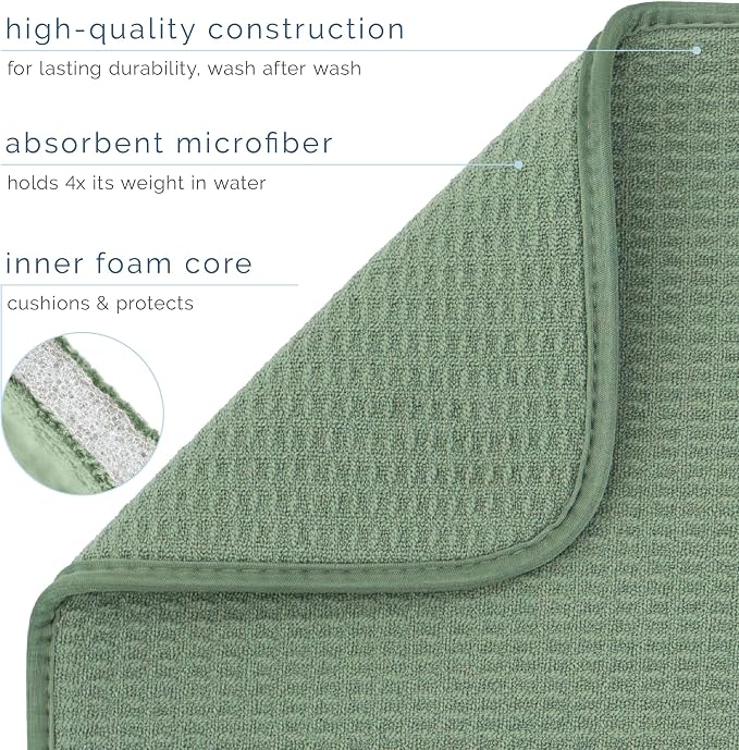 S&T INC. Dish Drying Mat XL, 18” x 24”, Absorbent Microfiber Kitchen Counter Mat - Image 3