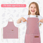2 Pack Stripes Kids Apron, Kids Cooking Aprons - Image 4
