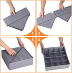 Criusia 3 Pack Sock Underwear Drawer Organizer Dividers, 64 Cell Fabric - Image 7