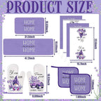 Fourluoo 10 Pcs Lavender Kitchen Decor Set Lavender Kitchen Towels Rugs Oven - Image 3