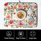 Floral Dish Drying Mat for Kitchen Counter Absorbent Microfiber Dishes Drying - Image 4