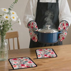 Vintage Pink Cherry Blossoms Oven Mitts and Pot Holders, Heat Resistant Oven - Image 7