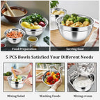 P&P CHEF Mixing Bowls with Visible Airtight Lids Set of 5, 10-Piece Stainless - Image 3