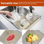 Golden Expandable Roll-UP Dish Drying Rack-Large 304 Stainless Steel Dish - Image 4