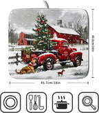 Christmas Red Truck Dish Drying Mat - Image 2