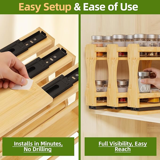 BAMEOS Pull Out Spice Rack Organizer - Image 3