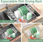 Fanbsy Dish Drying Rack in Sink, Extendable Stainless Steel Dish Drainers - Image 3