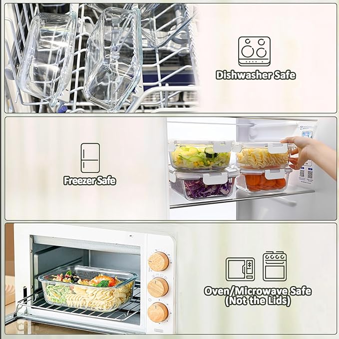 Glass Meal Prep Containers, MCIRCO Glass Food Storage Containers, Airtight - Image 5
