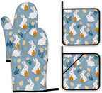 Easter Oven Mitts and Pot Holders Set, Cute Rabbit Kitchen Decor Heat Resistant by Unknown