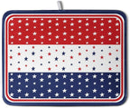 4th of July Dish Drying Mat for Kitchen Counter Patriotic Red White Blue Stars by Kwlegh