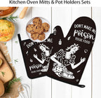 Funny Oven Mitts and Pot Holders Sets Black Kitchen Accessories Cute Kitchen - Image 5
