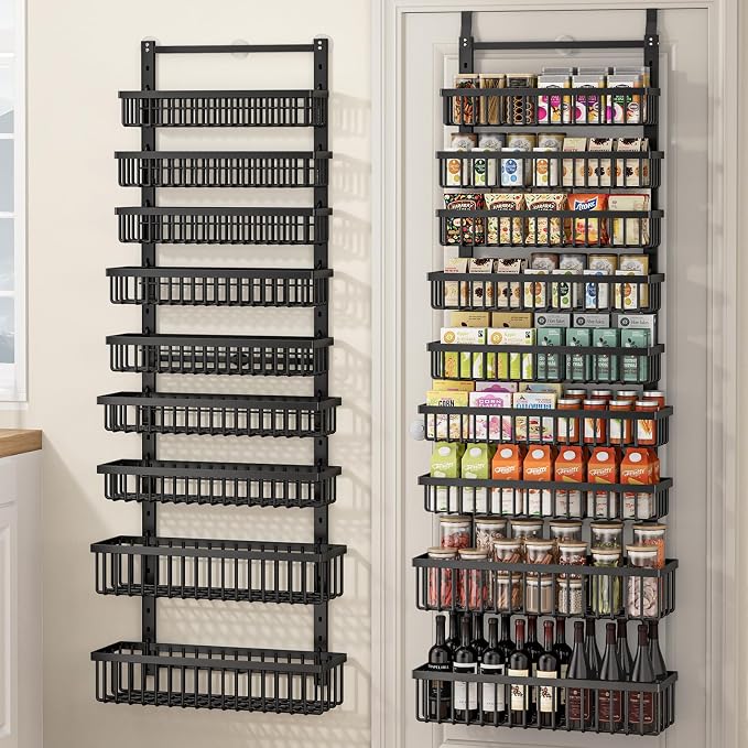 POKIPO 9 Tier Over The Door Pantry Organizer, 2 in 1 Wall Mount or Hanging by POKIPO