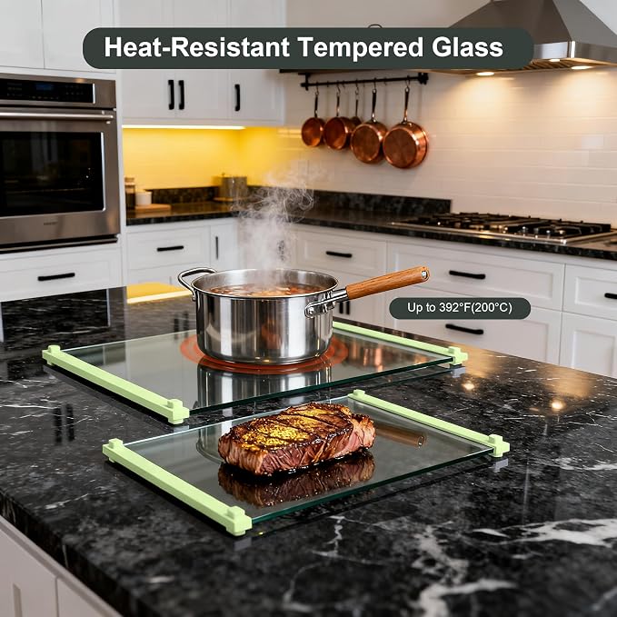 2PCS Glass Cutting Board with Silicone Grip, 80% Stronger Shatter Resistance - Image 5