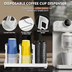 Paper Cup and Lid Holder, Disposable Coffee Cup Dispenser, 3-Slot Upright Paper - Image 3