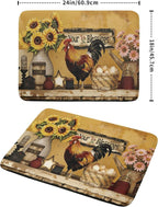 Giwawa Farmhouse Rooster Dish Drying Mat Vintage Chicken Sunflowers Dish - Image 2
