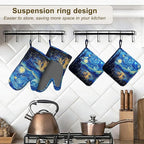 Starry Night Oven Mitts and Pot Holders Set of 4, Heat Resistant Non Slip - Image 5