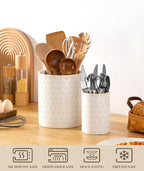 MALACASA LYDIA Ceramic Utensil Holders, 7.3"+5.5" Kitchen Utensil Crock Set - Image 4