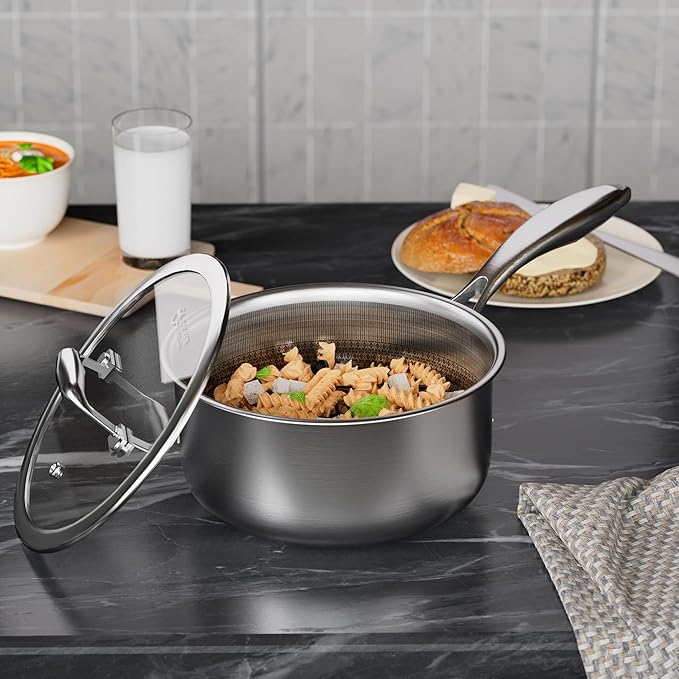 COOKER KING 2 Quart Stainless Steel Saucepan, Nonstick Sauce Pan, Ceramic Suce - Image 7