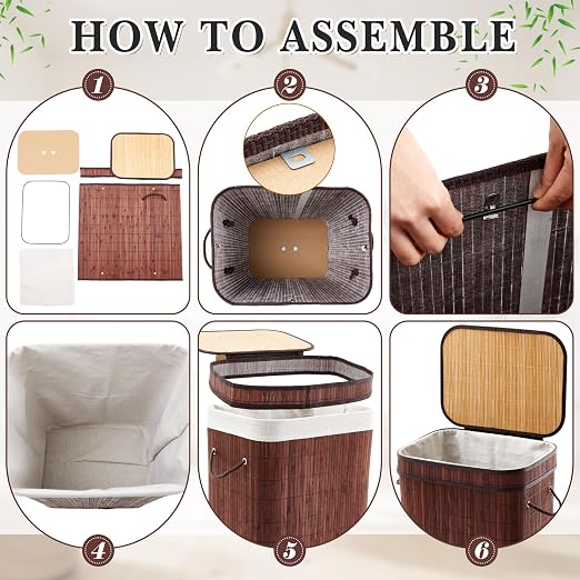 2 Pack 21 Gallon Bamboo Slim Trash Can - Image 5