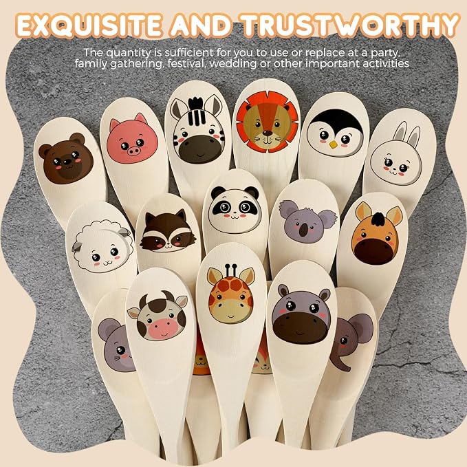 Eaasty 50 Pcs 9.8 Inch Wooden Spoons Bulk - Image 3