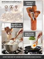 6-Piece Teak Wooden Kitchen Utensil Set – Nonstick Safe Cooking Spoons & - Image 6