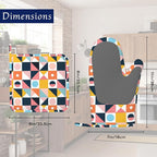 Oven Mitts and Pot Holders Sets Abstract Geometric Silicone Kitchen Mits - Image 2