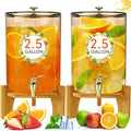 Honeydak 2 Pack 2.5 Gallon Each Amber Glass Drink Dispensers by Honeydak