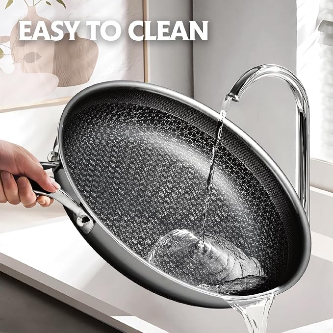SNOWCLAD 3 Piece Hybrid Nonstick Pans Set, 8+10+12 Inch Nonstick Frying Pans Set - Image 5