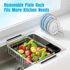 Expandable Over The Sink Dish Drying Rack, Anti-Rust Stainless Steel in Sink - Image 3